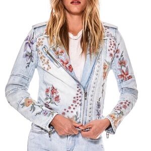 Blank NYC Floral Embroidered Jean Jacket